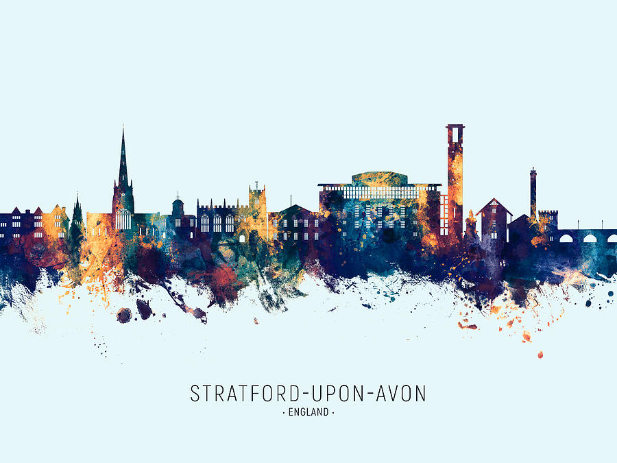Stratford-upon-Avon England Skyline #30 Digital Art by Michael Tompsett