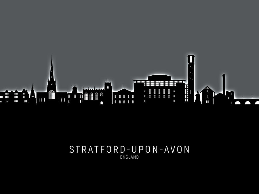 Skyline Digital Art - Stratford-upon-Avon England Skyline #41 by Michael Tompsett