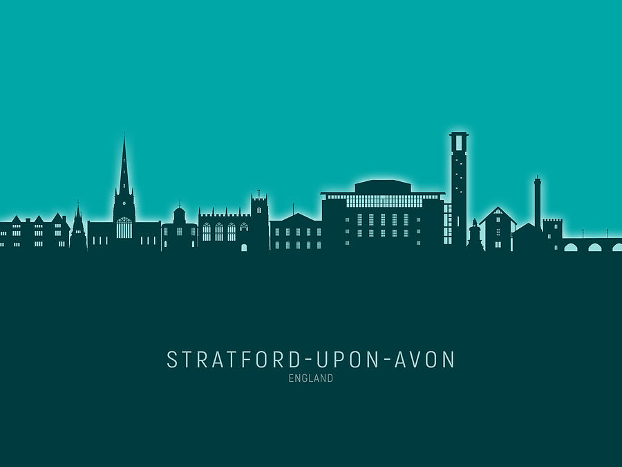 Skyline Digital Art - Stratford-upon-Avon England Skyline #42 by Michael Tompsett