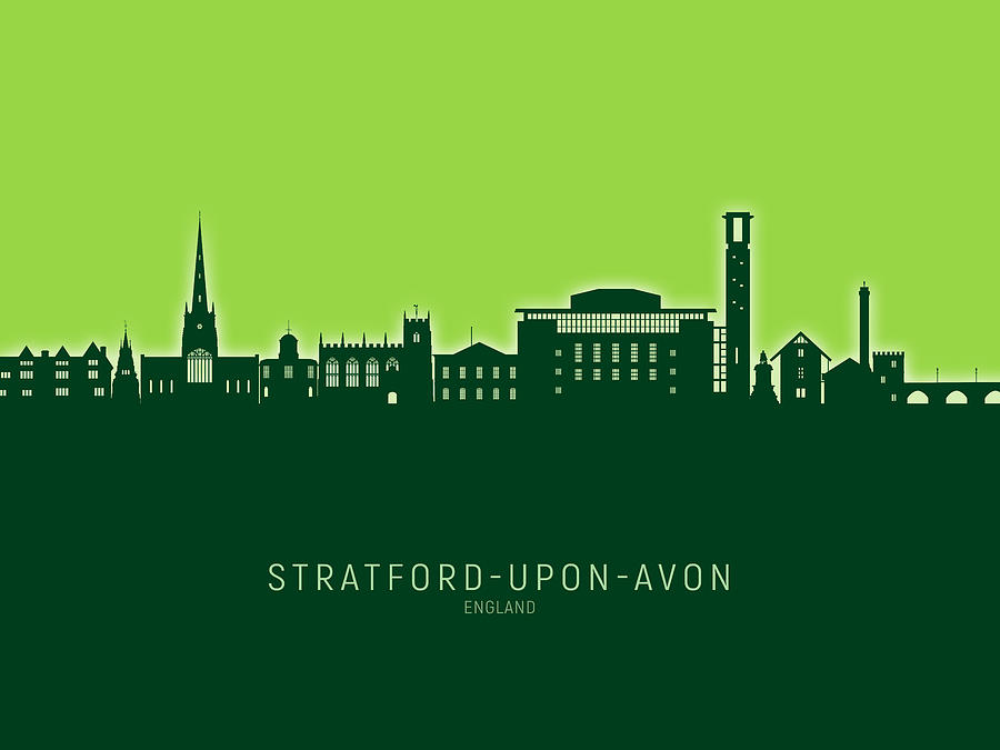 Skyline Digital Art - Stratford-upon-Avon England Skyline #44 by Michael Tompsett