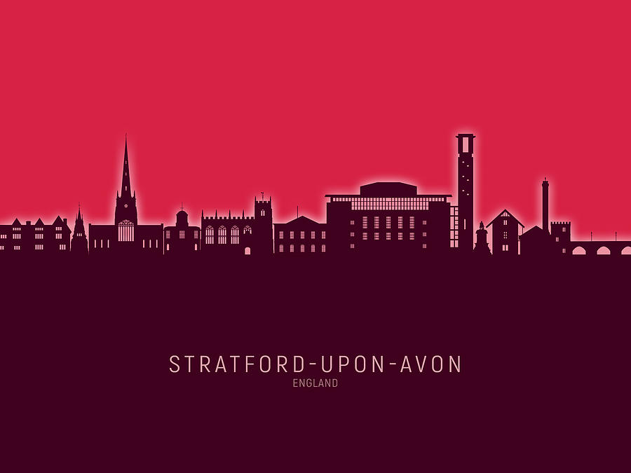 Skyline Digital Art - Stratford-upon-Avon England Skyline #46 by Michael Tompsett