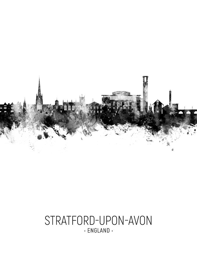 Skyline Digital Art - Stratford-upon-Avon England Skyline #53 by Michael Tompsett