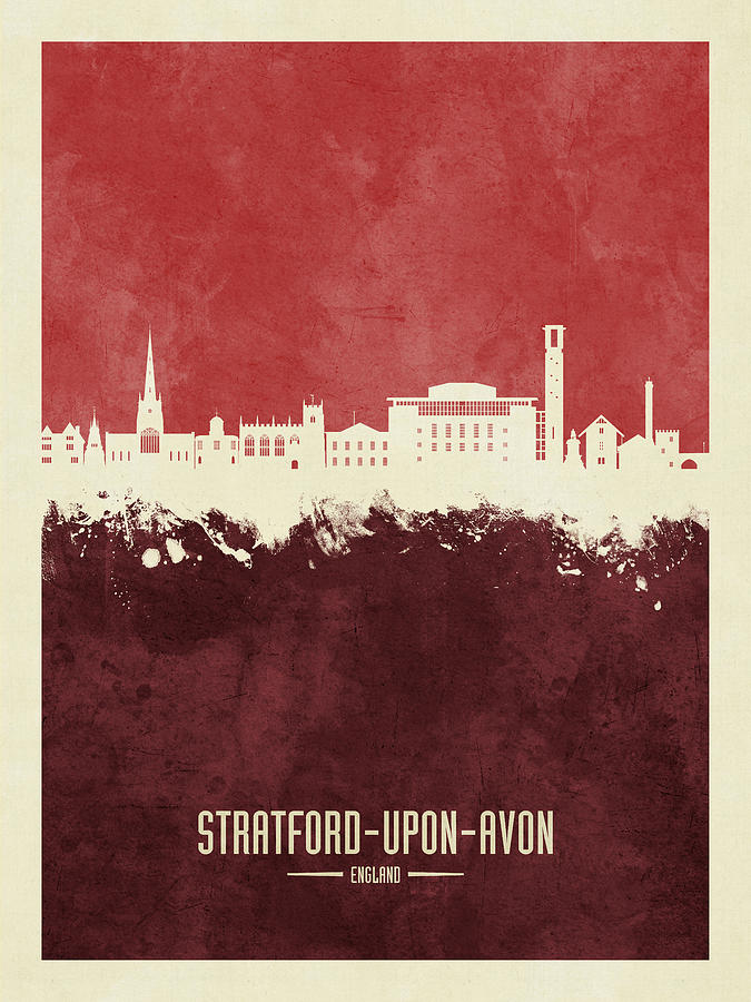 Skyline Digital Art - Stratford-upon-Avon England Skyline #57 by Michael Tompsett