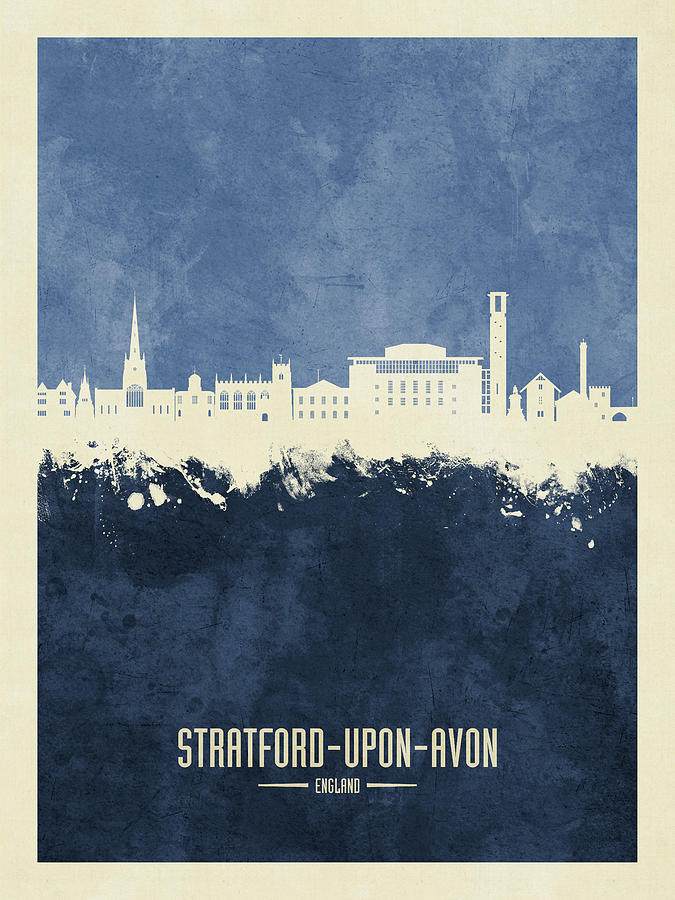 Skyline Digital Art - Stratford-upon-Avon England Skyline #60 by Michael Tompsett