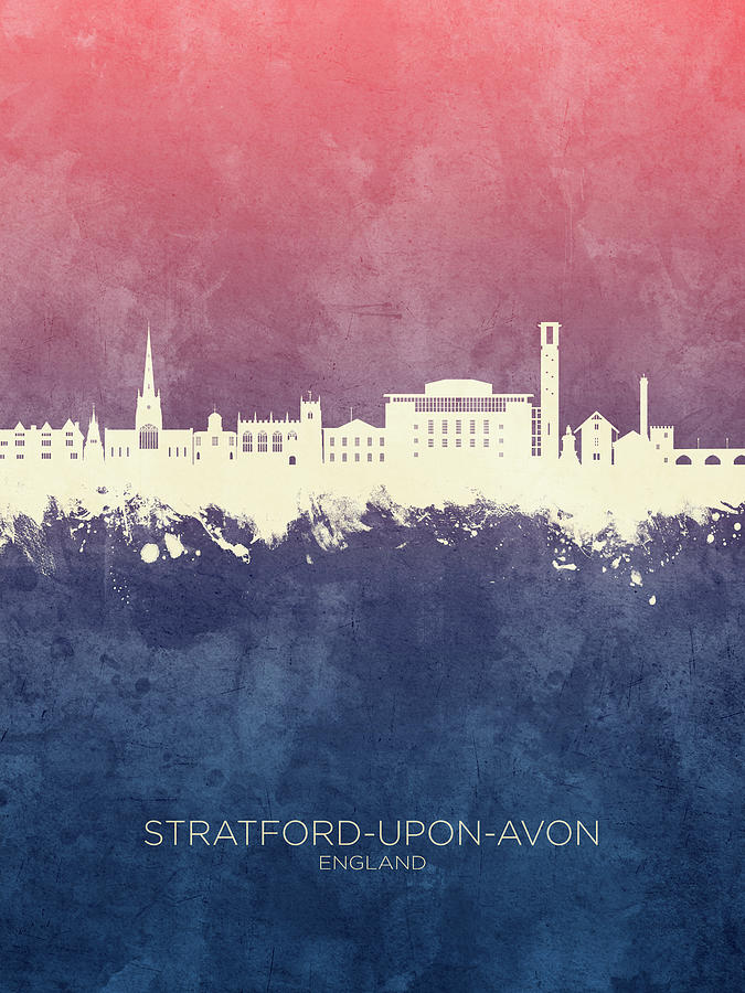 Skyline Digital Art - Stratford-upon-Avon England Skyline #61 by Michael Tompsett