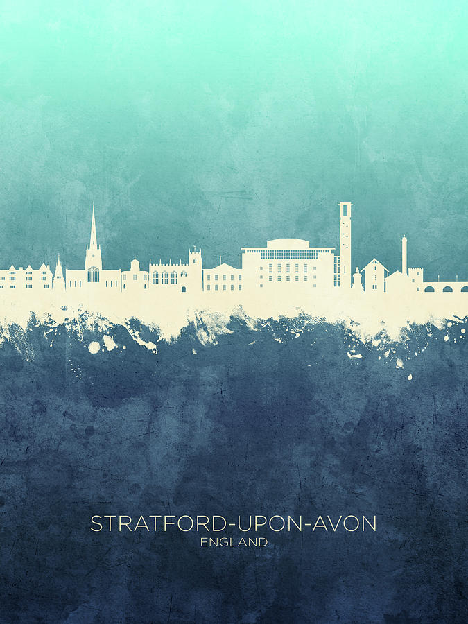 Skyline Digital Art - Stratford-upon-Avon England Skyline #62 by Michael Tompsett