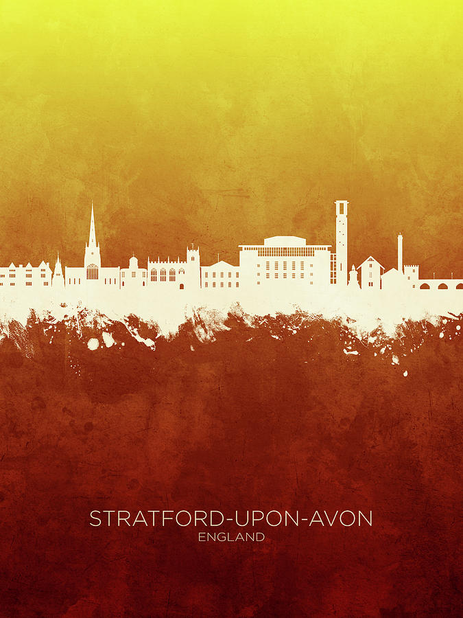 Skyline Digital Art - Stratford-upon-Avon England Skyline #64 by Michael Tompsett