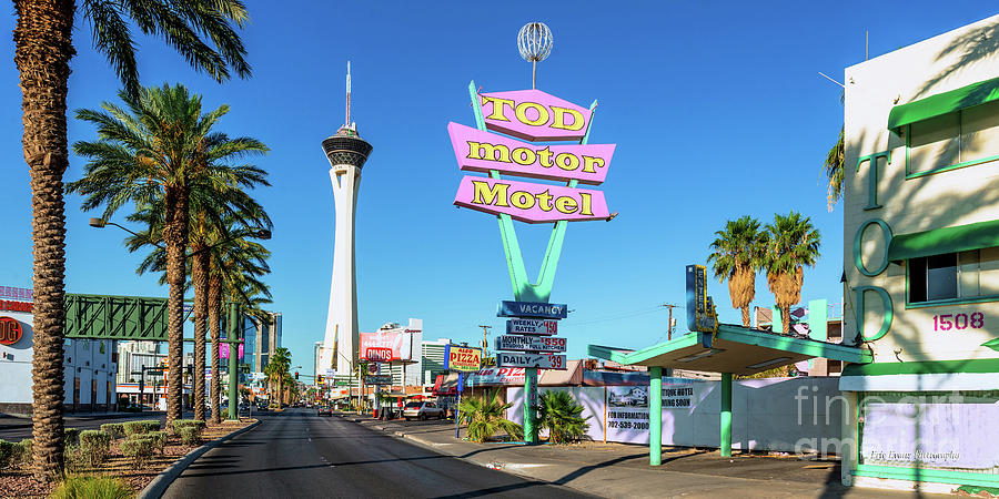 Stratosphere Hotel and Casino and the Tod Motor Motel 2 to 1 Ratio Photograph by Aloha Art