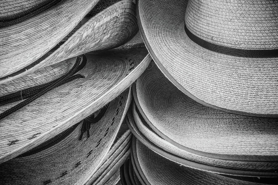 Straw Hats bw Photograph by Jerry Fornarotto