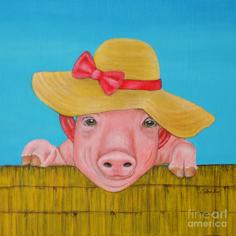 Straw House Little Pig Painting by Shirley Dutchkowski