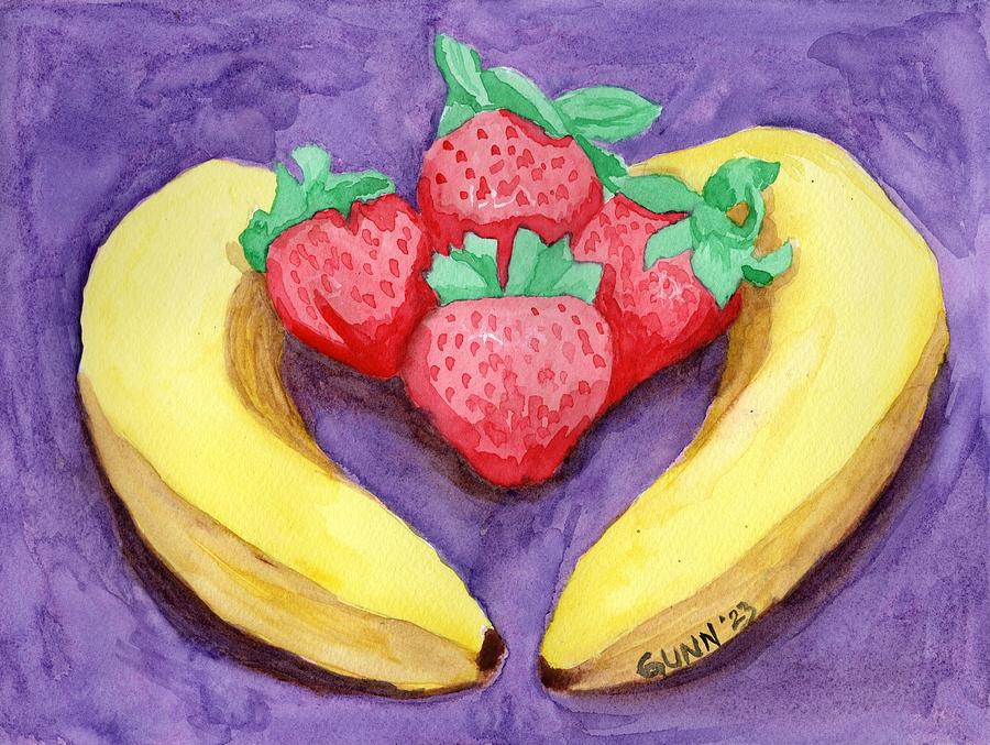 Strawberries and Bananas Painting by Katrina Gunn