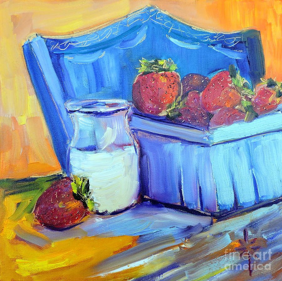Strawberries and Cream Painting by Jodie Marie Anne Richardson Traugott          aka jm-ART