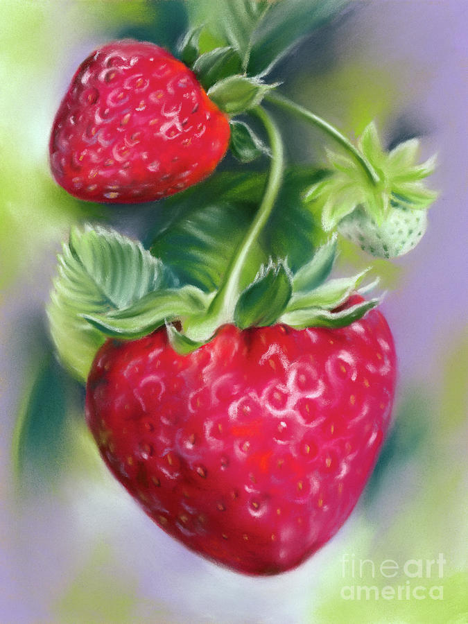 Strawberries and Leaves Painting by MM Anderson