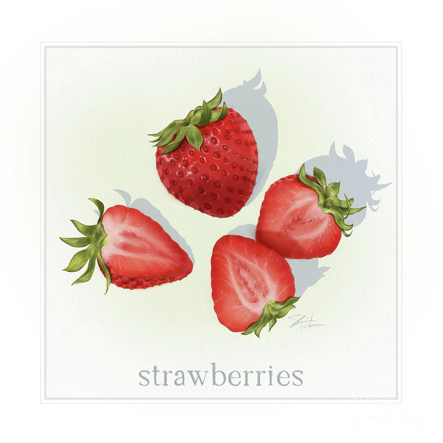 Strawberries Fresh Fruits Mixed Media by Shari Warren