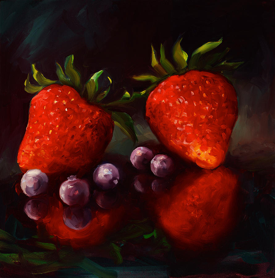 Strawberry Painting - Strawberries by Laurie Snow Hein