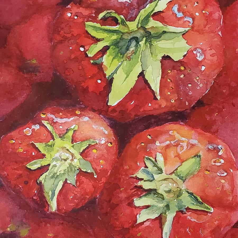 Strawberries Painting by Sheila Romard