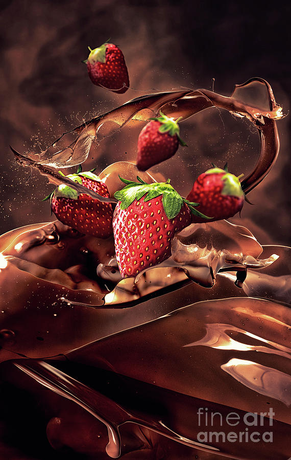 Strawberries Splashing in Milk Chocolate Photograph by Rodrigo Reyes Marin  - Pixels