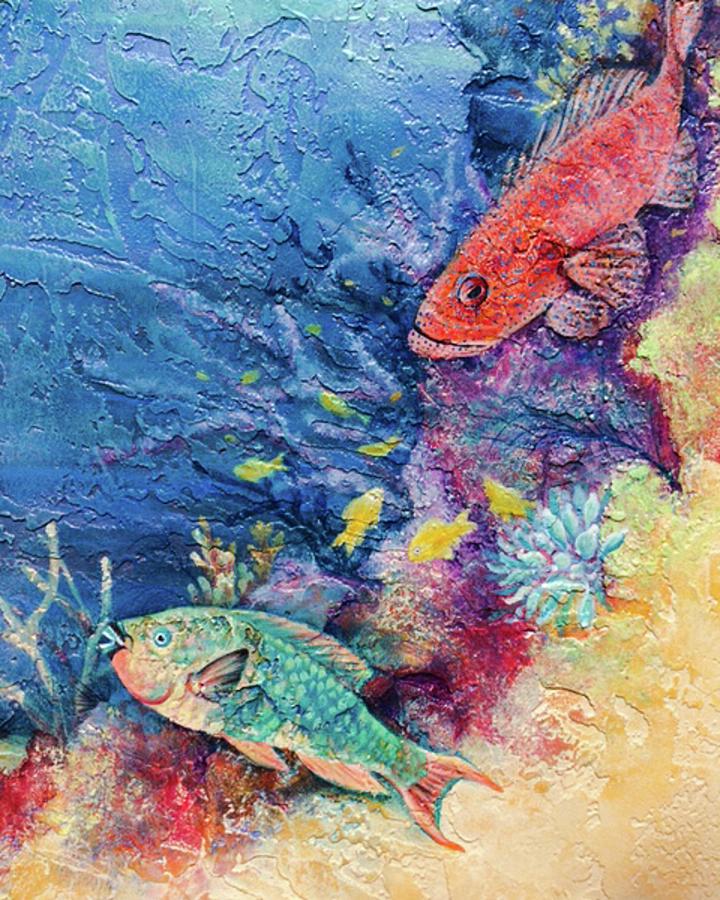 Strawberry Grouper and Parrotfish Painting by Ashley Kujan