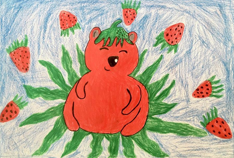 Strawberry Bear Drawing by Ruby Clark Fine Art America