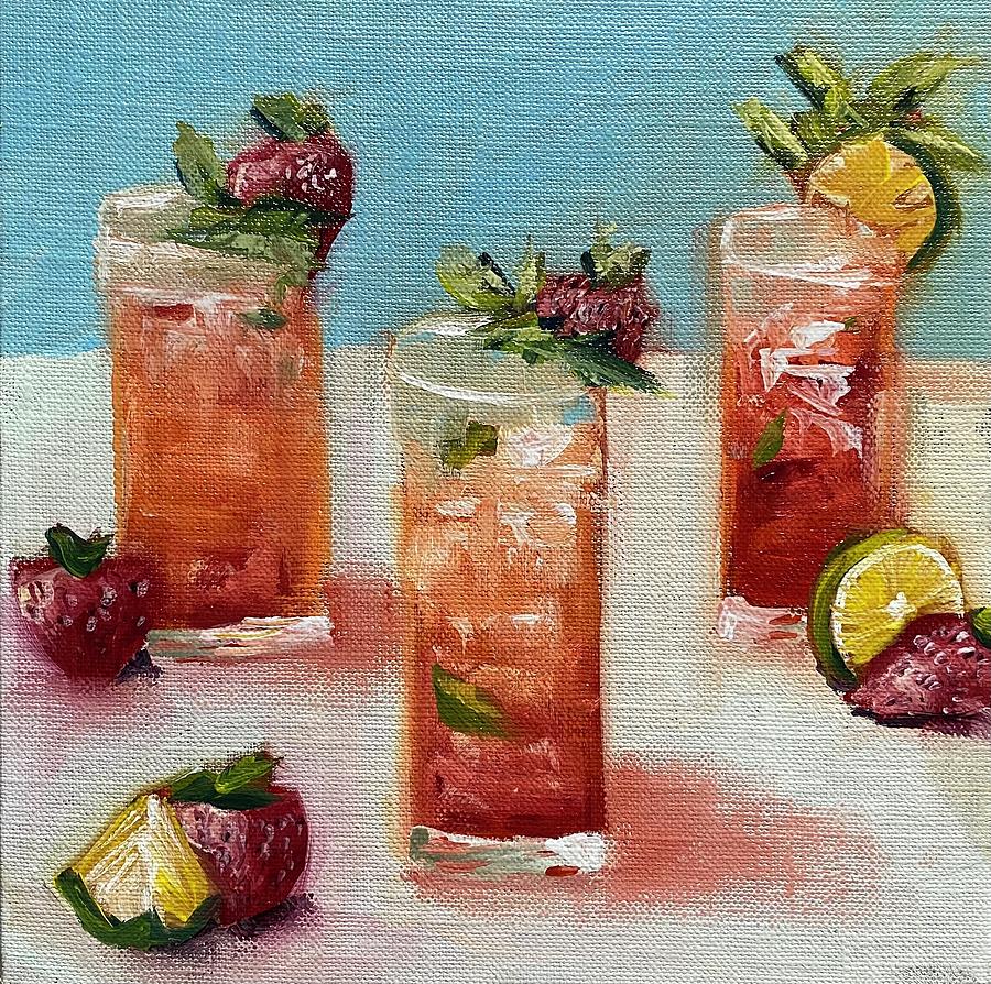 Strawberry Cocktail Painting by Sharron Knight