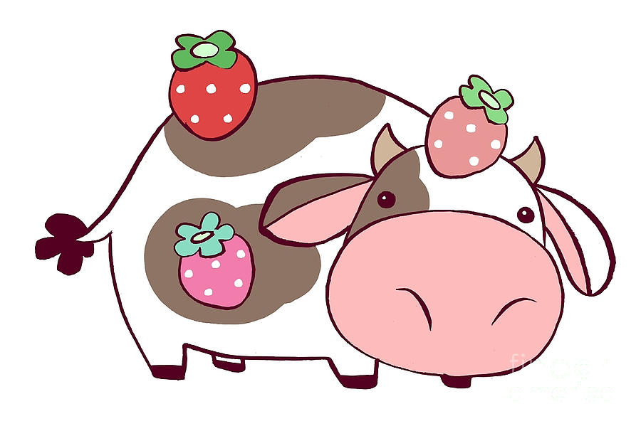 Strawberry Cow Digital Art by Ha Pham