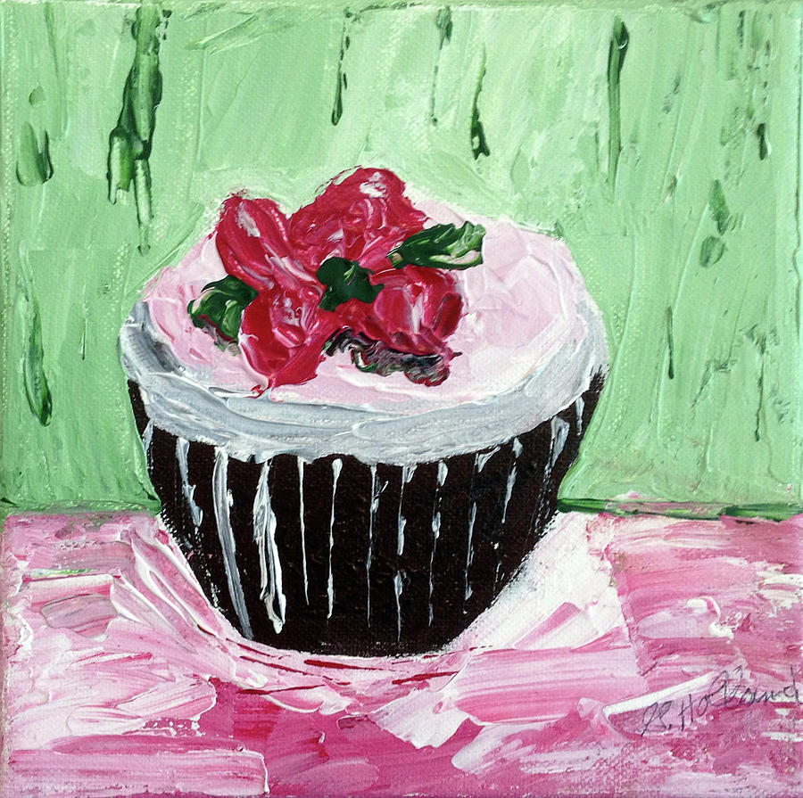 Strawberry Cupcake Painting by Genevieve Holland