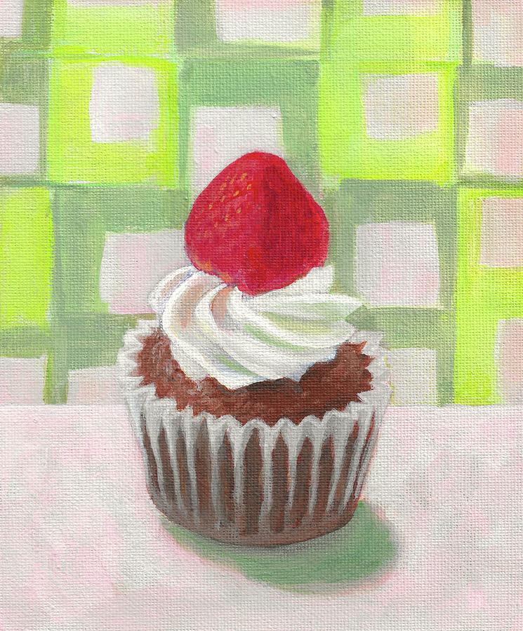 Cupcake with Strawberry Painting by Kazumi Whitemoon
