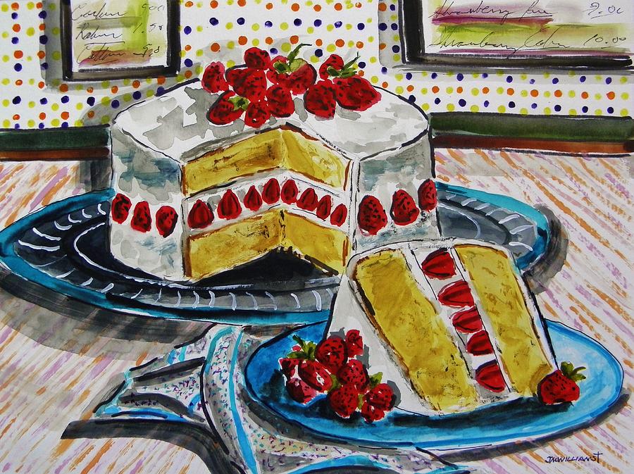 Strawberry Dream Cake Painting by John Williams