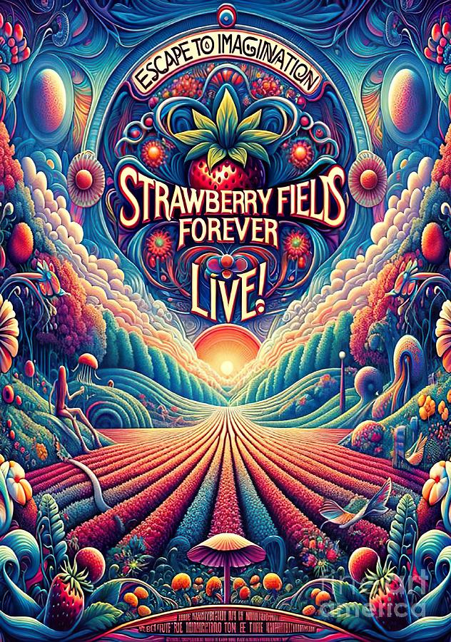 Strawberry Fields Forever music poster Digital Art by Movie World Posters
