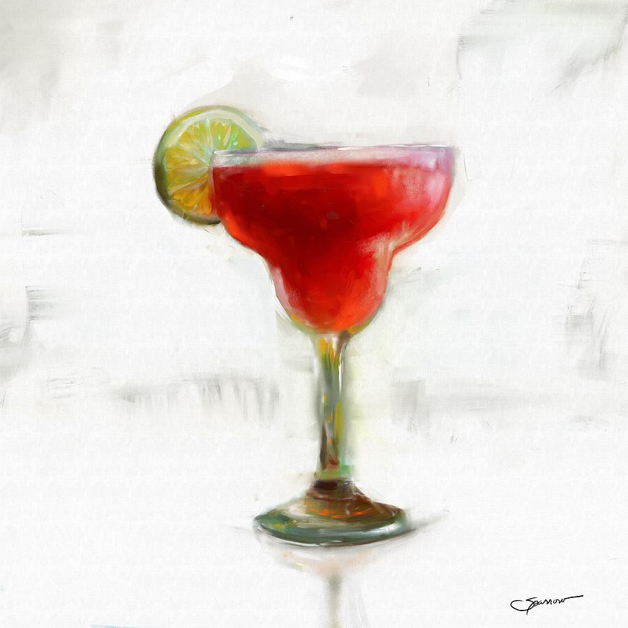 Strawberry Margarita Painting by Mary Sparrow