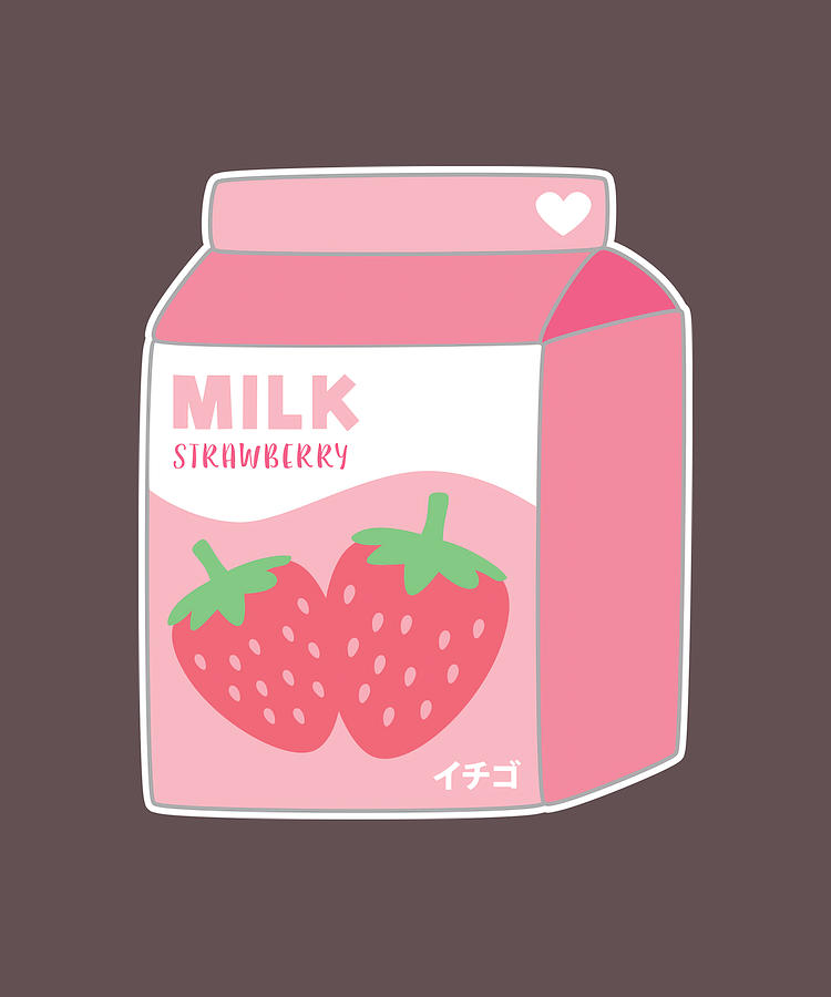Strawberry Milk Carton Kawaii Cute cool red Painting by Cox Stevens ...