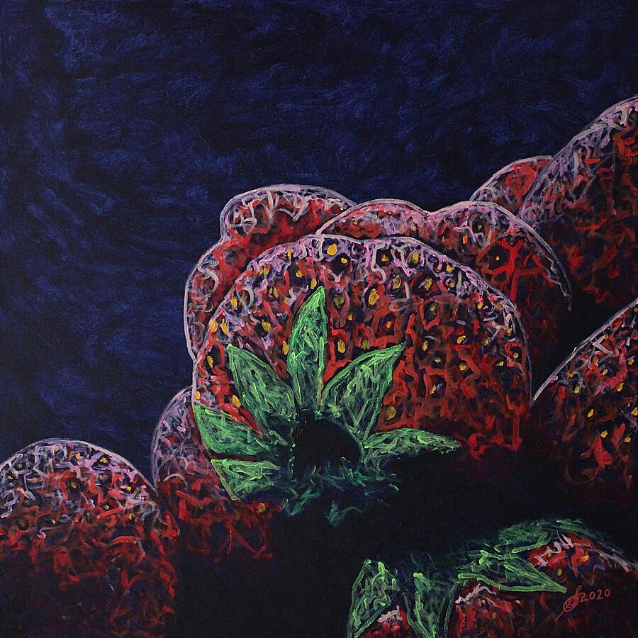 Strawberry Nocturne original painting Painting by Sol Luckman