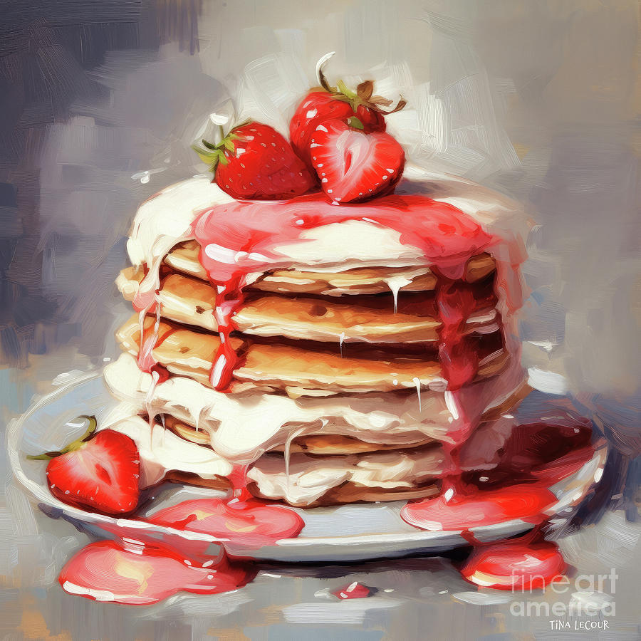 Fruit Painting - Strawberry Pancakes by Tina LeCour