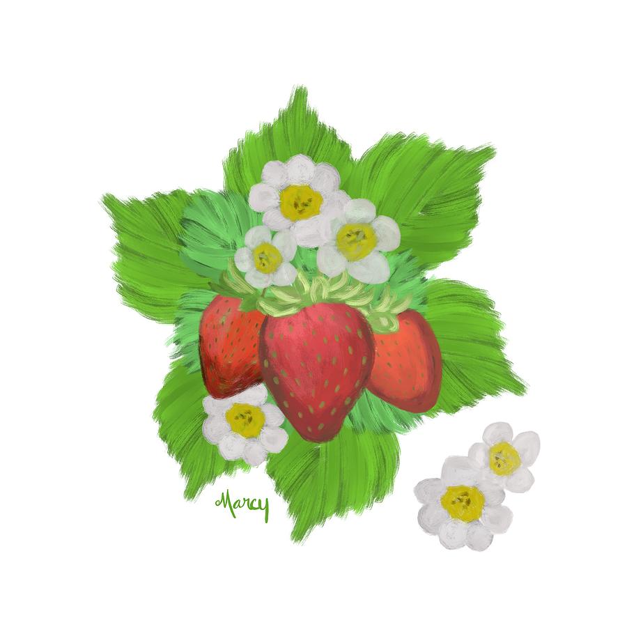 Strawberry Patch Painting by Marcy Brennan