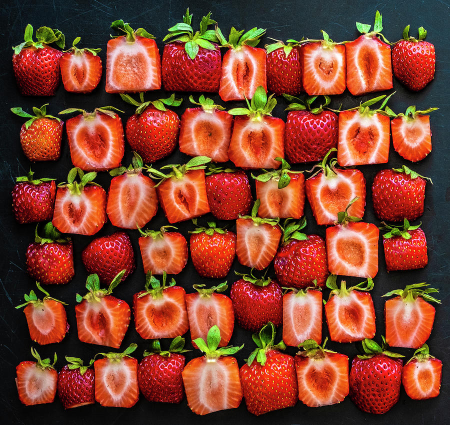 Strawberry Red Squares Photograph by Sarah Phillips