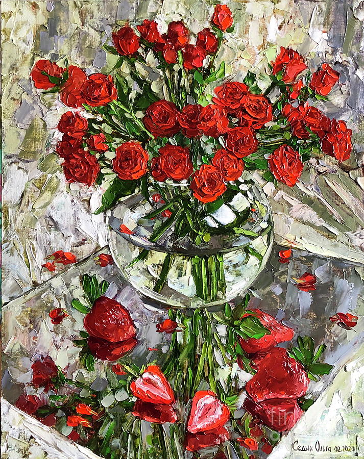 Strawberry Roses Painting By Olga Sedykh Fine Art America