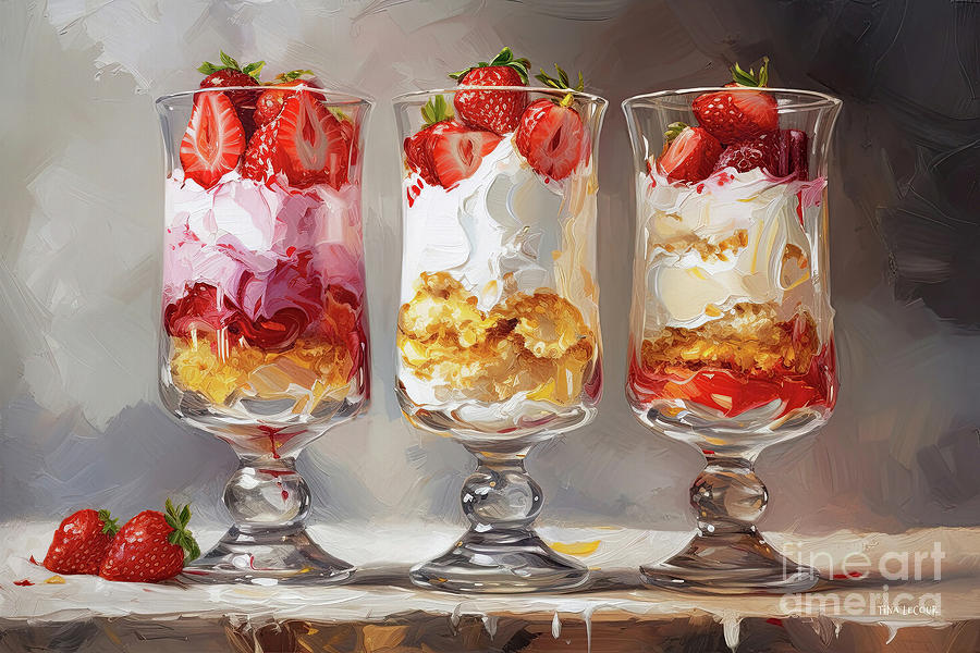 Strawberry Shortcake Delight Painting by Tina LeCour