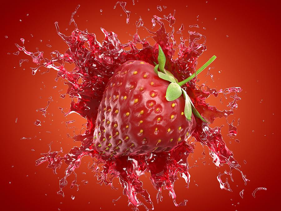 Strawberry splash, illustration Drawing by Sebastian Kaulitzki/science Photo Library