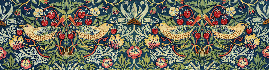 William Morris Wallpaper Strawberry Thief by Peacoquettedesigns Traditional  Victorian Removable Peel and Stick Wallpaper by Spoonflower - Etsy