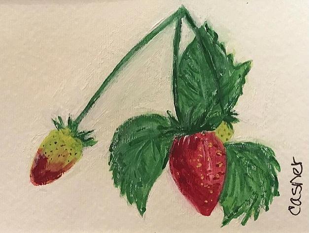 Strawberry Trio Painting by Colleen Casner