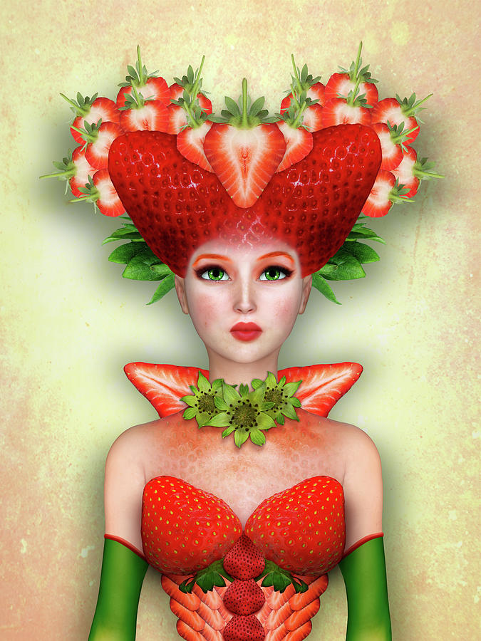 Strawberry woman Mixed Media by Britta Glodde