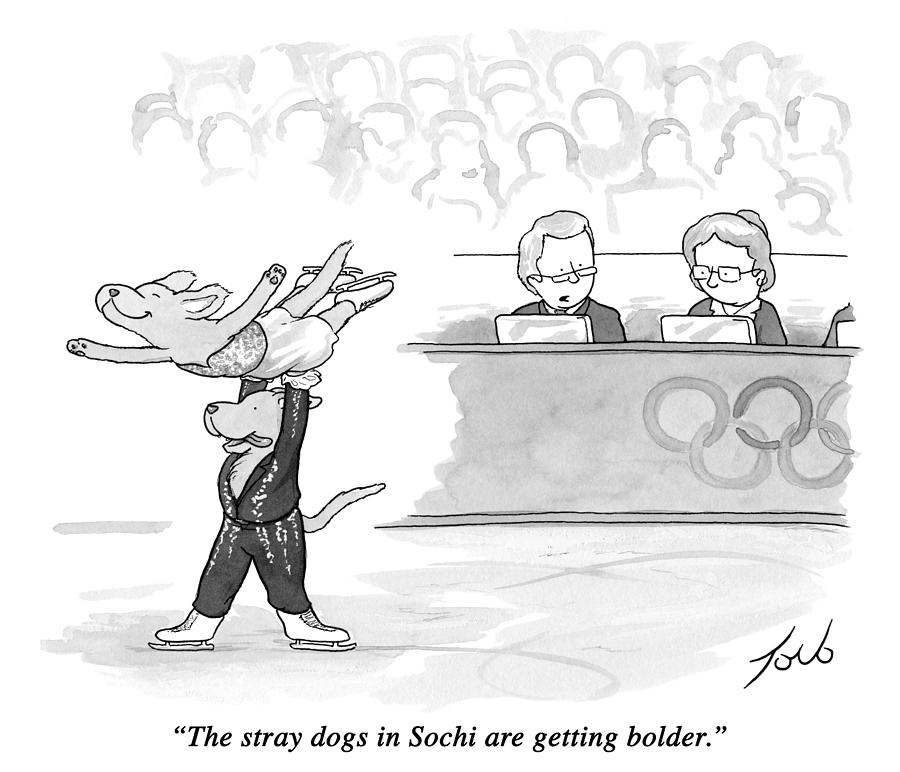 Stray Dogs In Sochi Drawing by Tom Toro