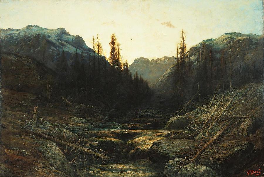 Stream in Mountains at Dusk mid or late th century Drawing by Gustave ...