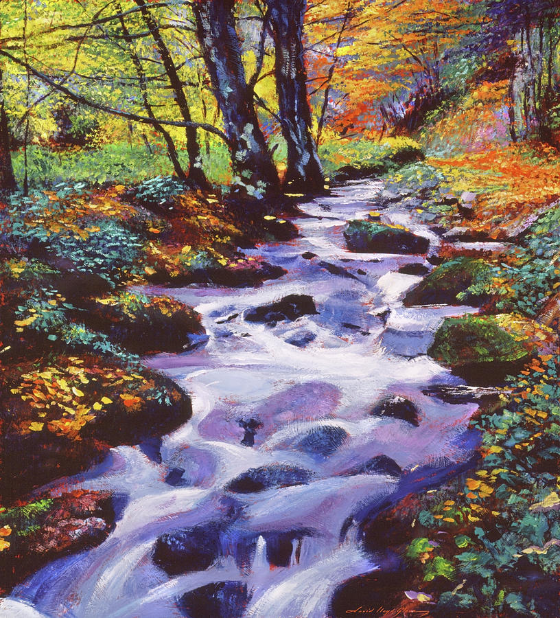 Stream In The Forest Painting by David Lloyd Glover