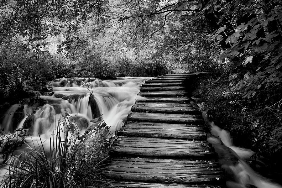 Stream With Cascade And Wooden Path Photograph by Artur Bogacki