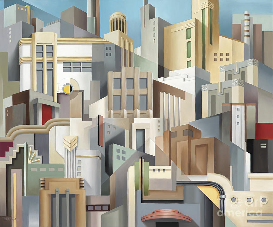 City Painting - Streamline City by Catherine Abel