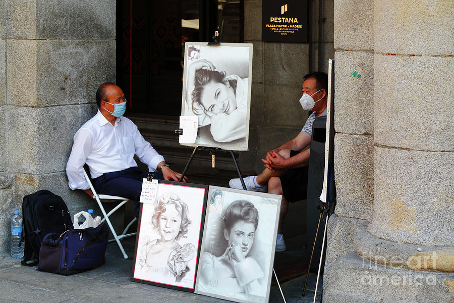 Street Artists Relaxing During Coronavirus Pandemic Madrid Photograph by James Brunker
