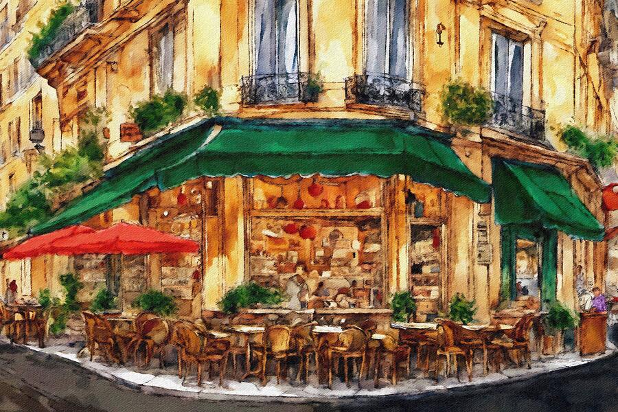 Street Cafe, Paris. Digital Art by Joe Vella - Fine Art America