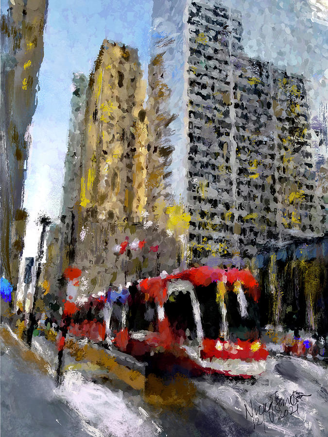 Street Car on Kin Painting Mixed Media by Nicky Jameson