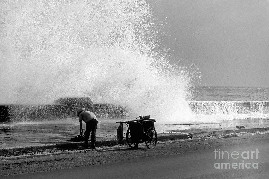 Street Cleaner Working on the Malecon Havana Cuba Photograph by James Brunker